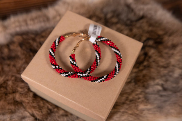 Medium Size Beaded Round Earrings