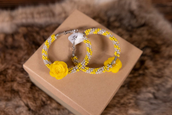Medium Size Beaded Round Earrings