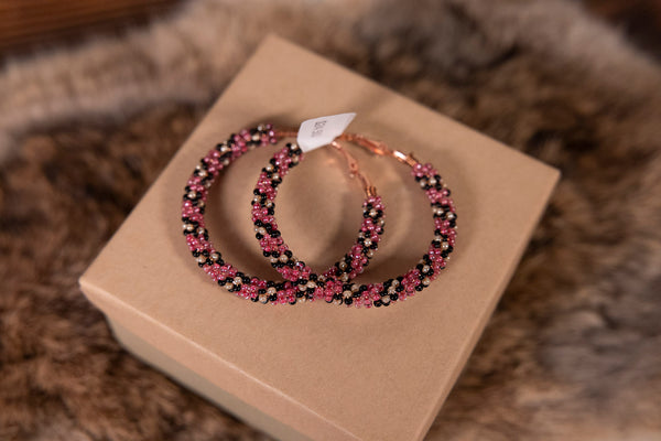 Medium Size Beaded Round Earrings