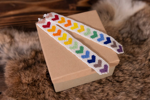 Long Beaded Colorful Heart Earrings