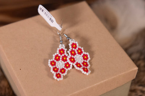Flat Floral Beaded Earrings