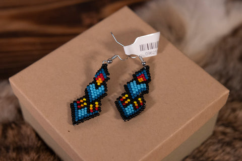 Beaded Heart Earrings -Pink and Blue