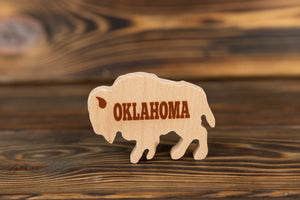 OK Wood Buffalo Shape Magnet