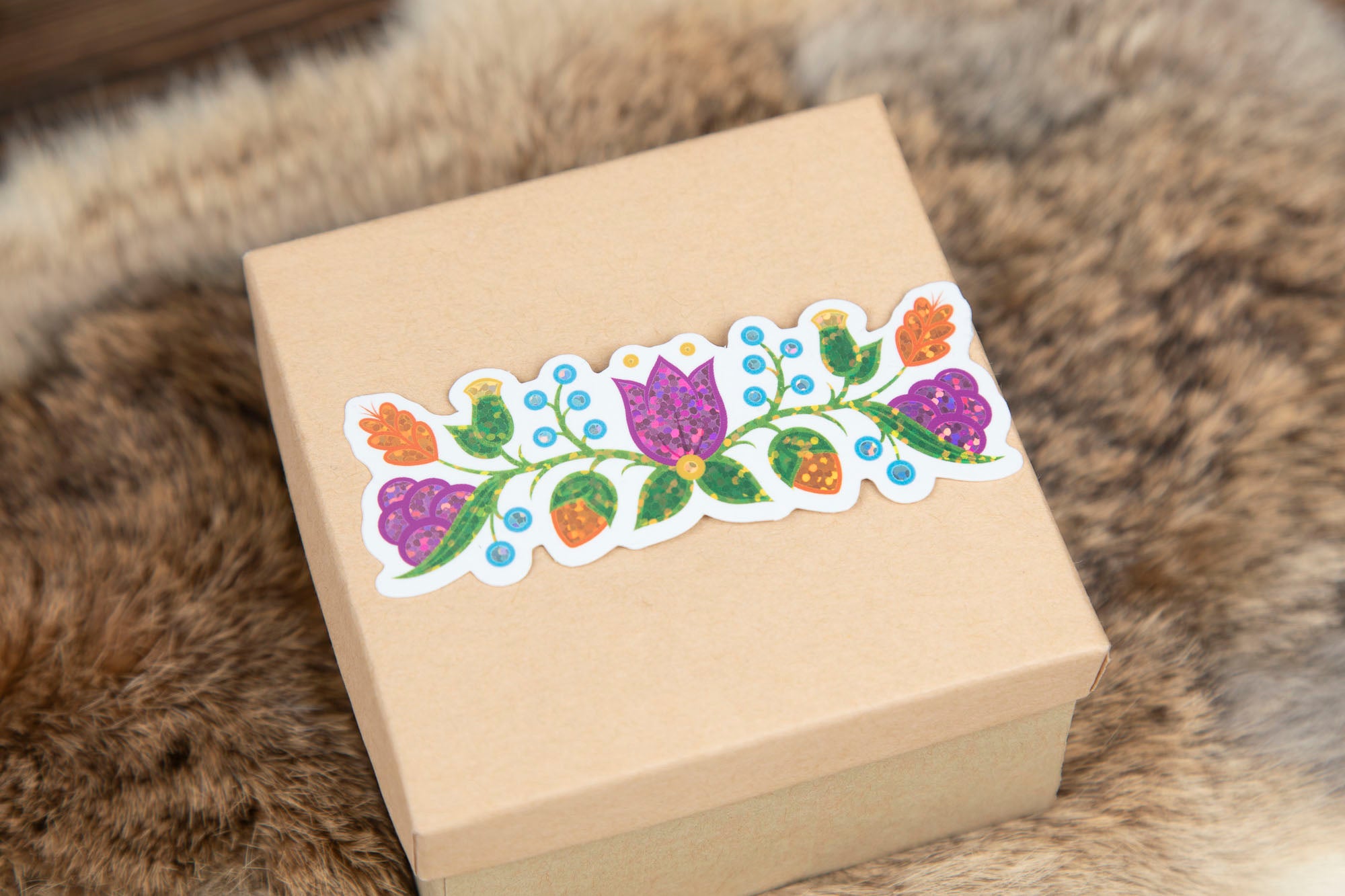 Summertime Ojibwe Floral Glitter Sticker
