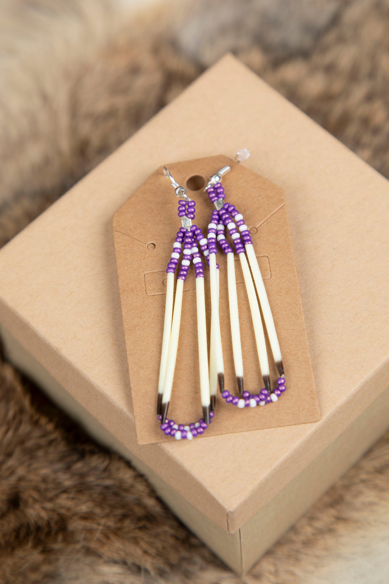 Porcupine and Beaded Earrings (medium)