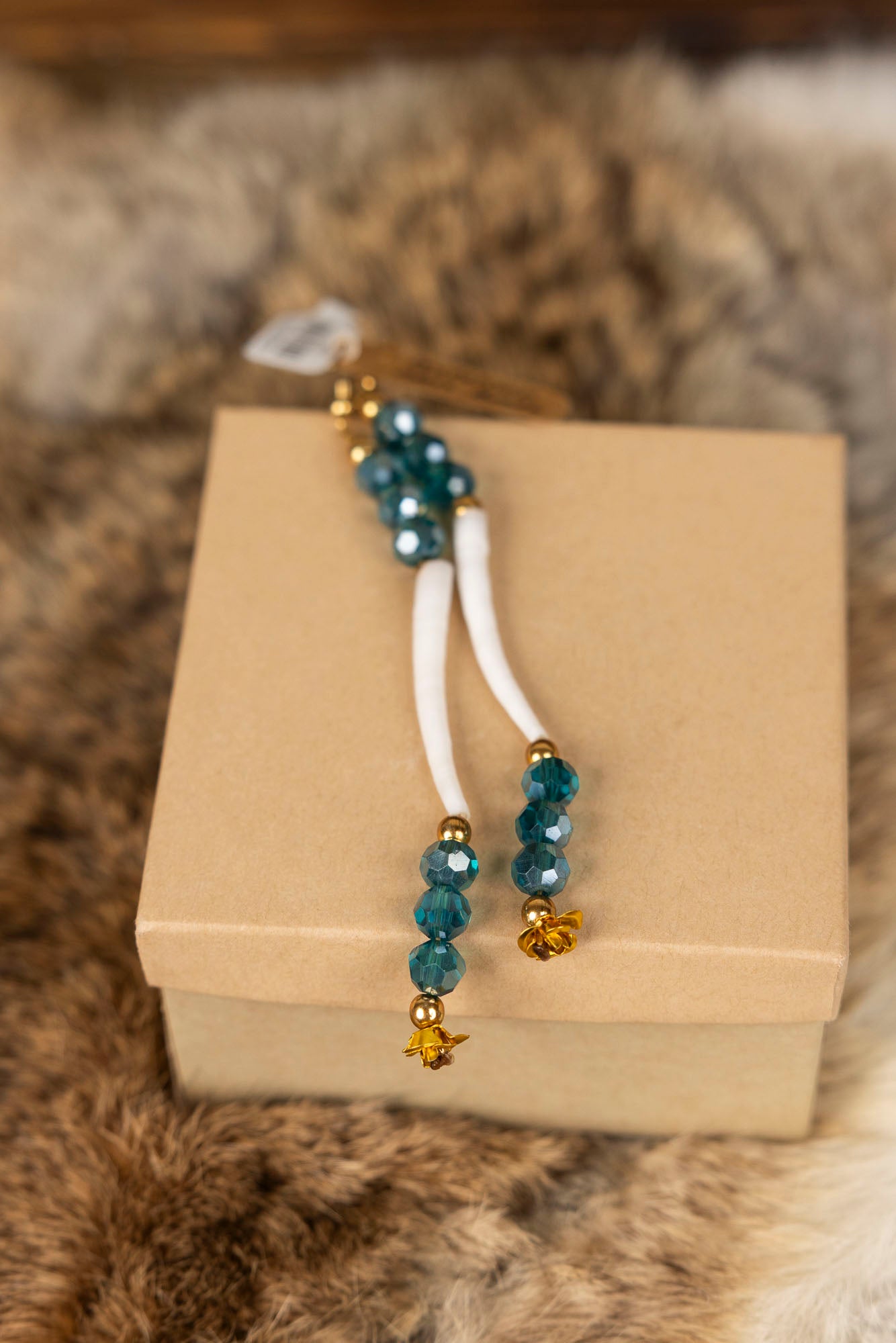 Turquoise Glass Beads and Dentalium Earrings