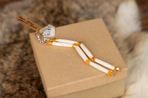 Round Beads with Real Bone Earrings