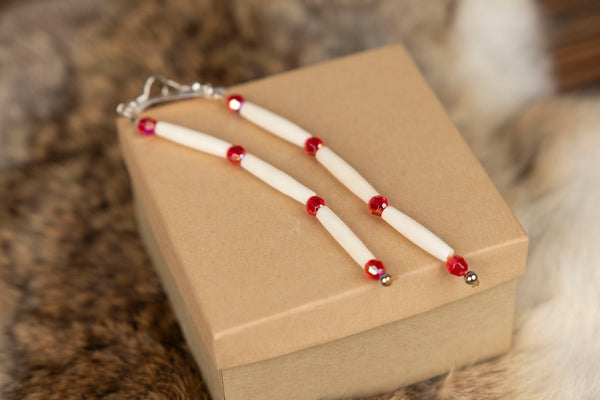 Round Beads with Real Bone Earrings
