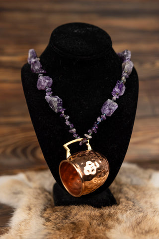 Copper Cup and Purple Stone Necklace