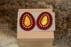 Beaded Earrings with Gem in the Middle