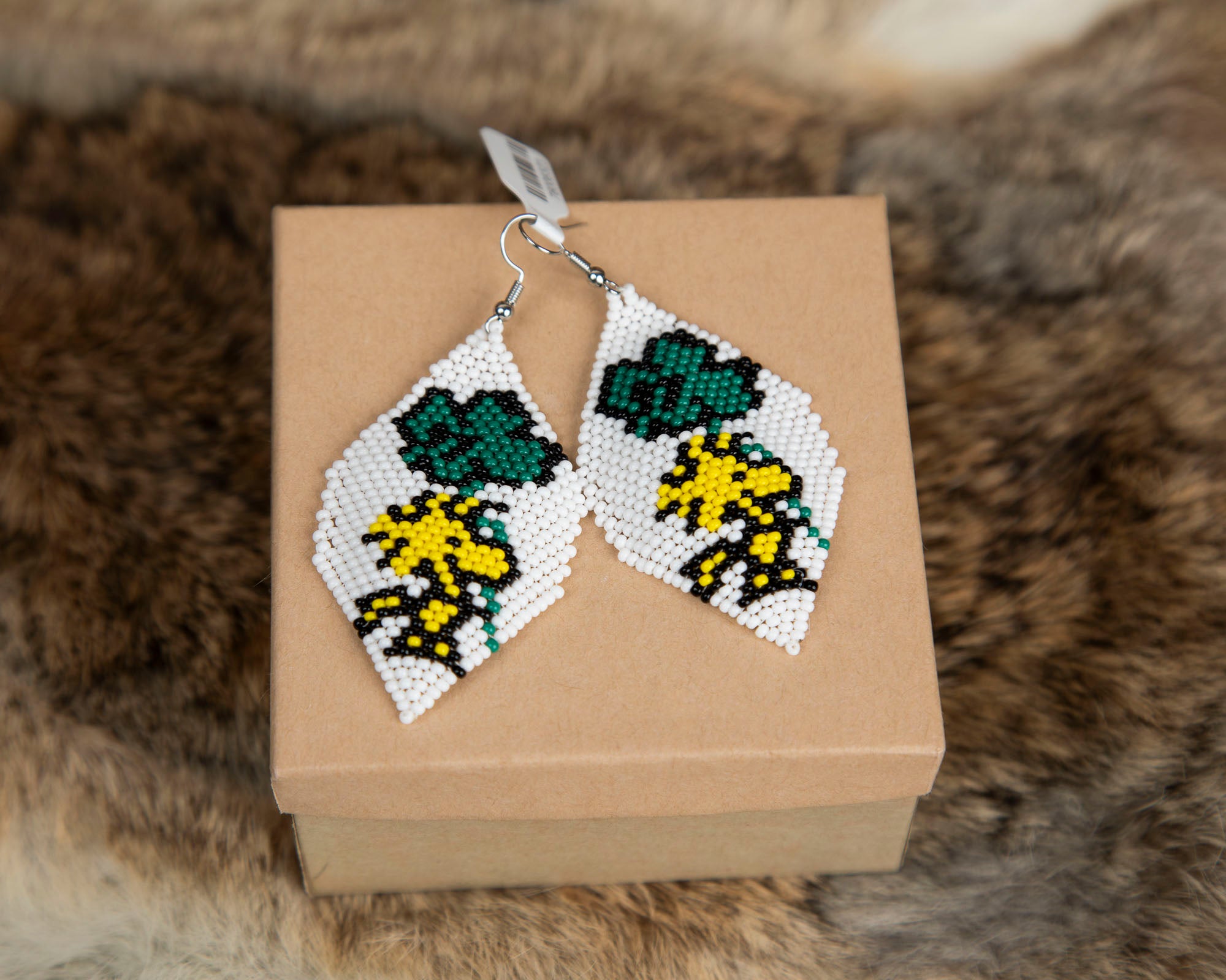 Beaded Woodstock Earrings with Clover