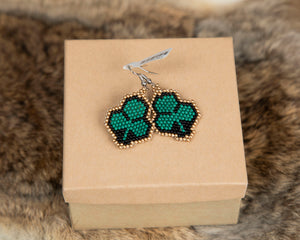 Three Leaf Clover Beaded Earrings