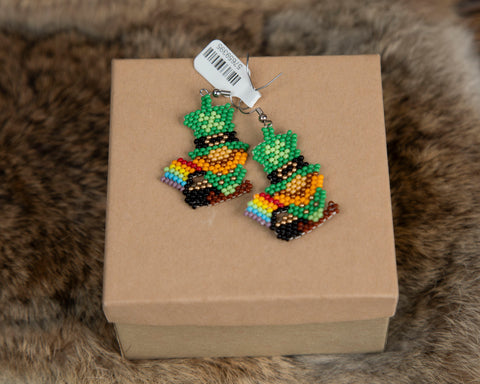 Leprechaun with a Pot of Gold Beaded Earrings