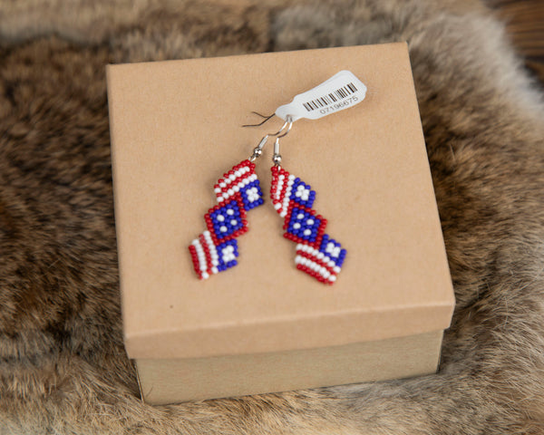 Red/White/Blue Beaded Earrings