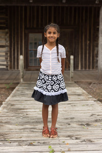 Girls Black/White Ribbon Skirt