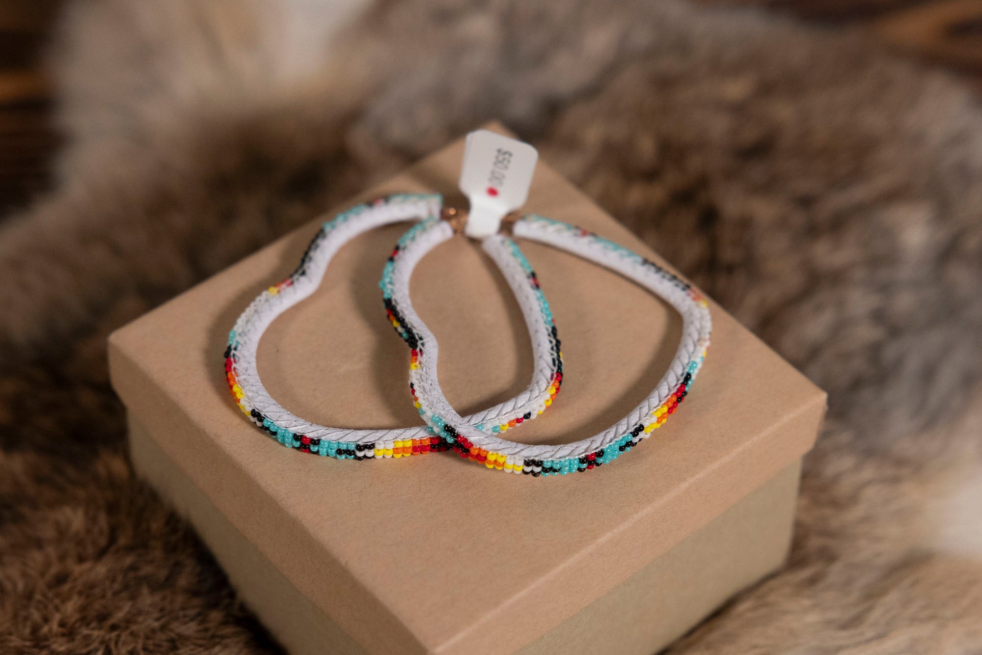 Beaded Heart Hoops