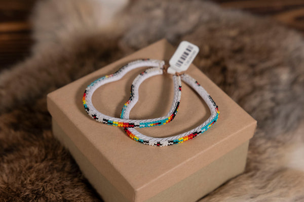 Beaded Heart Hoops
