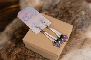 Small Beaded Dentalium Earrings (Two Strands)