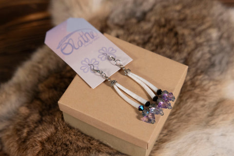 Small Beaded Dentalium Earrings (Two Strands)