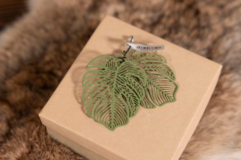 Thin Green Dangle Earrings