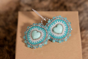 Beaded Round/ Heart Earrings