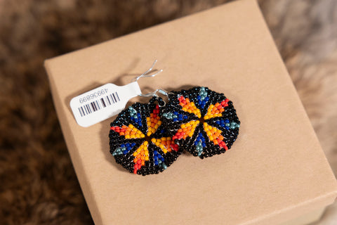 Round Beaded Sun Earrings