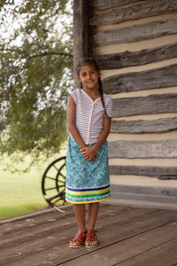 Child's Blue Floral Ribbon Skirt