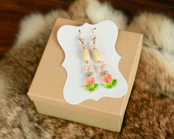Small Glass Tulip Earrings