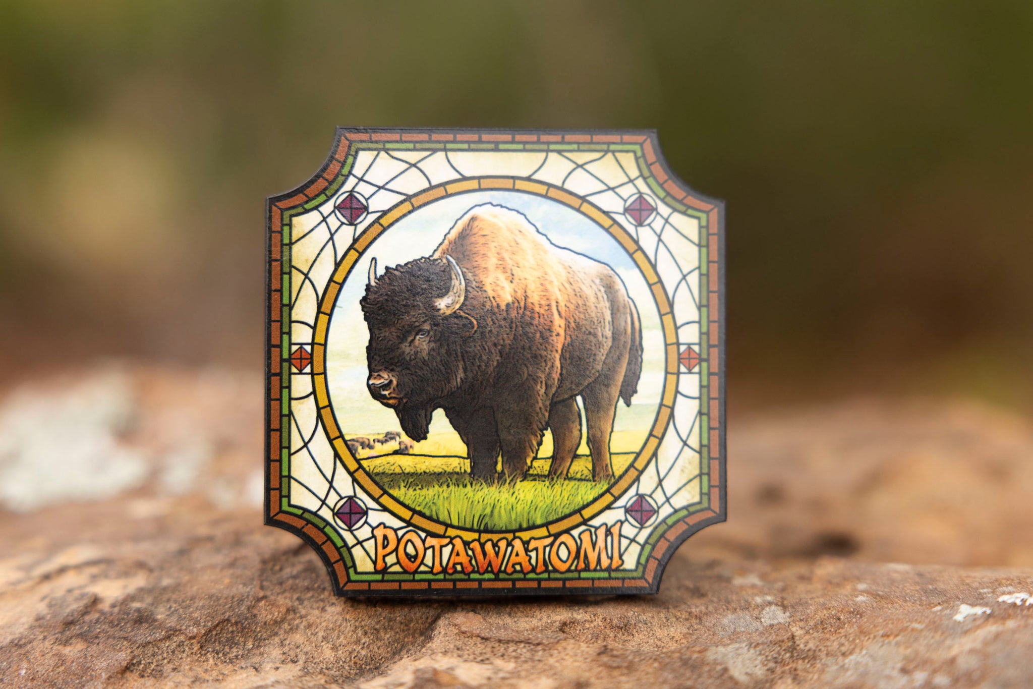 Stained Glass Bison Magnet