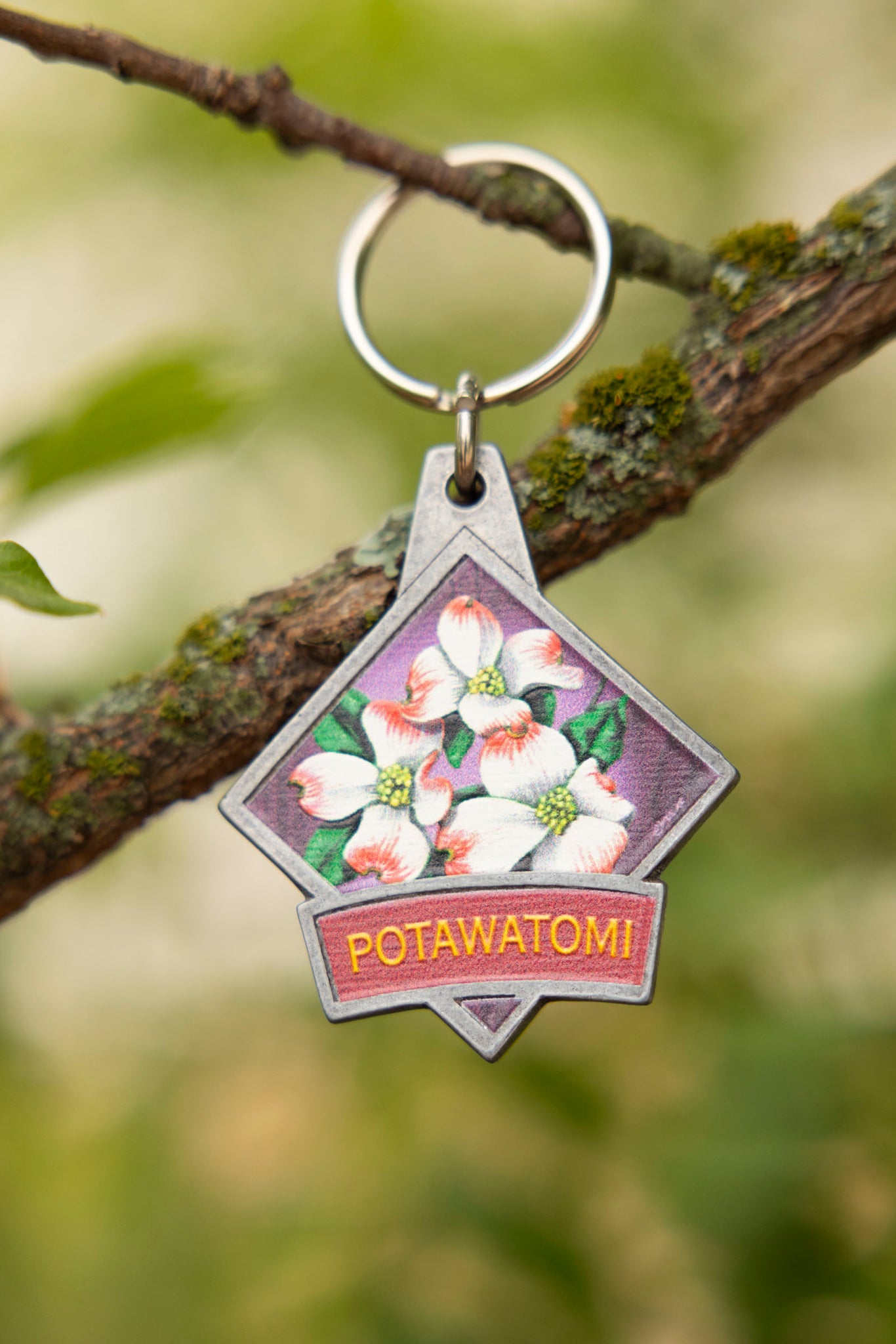 Diamond Shape Dogwood Key Ring