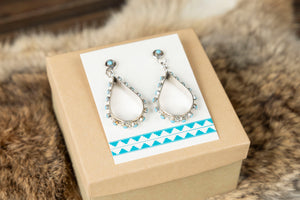 Sterling Silver and Turqoise Teardrop Hoop Studs