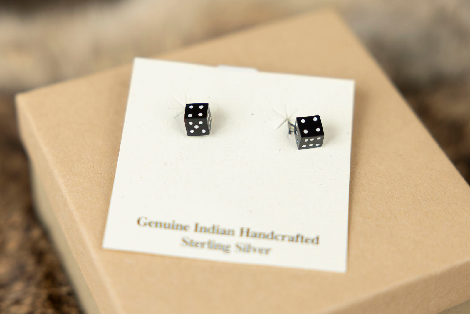 Black Onyx Dice Studs