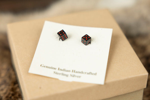 Black Onyx Dice Studs