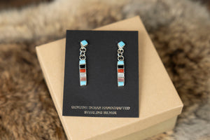 Zuni Sterling Silver Multicolor Studs