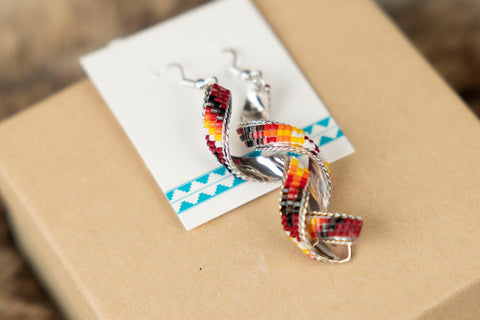 Sterling Silver and Beaded Swirl Earrings