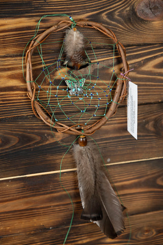 Green Dreamcatcher with Butterfly in the Middle