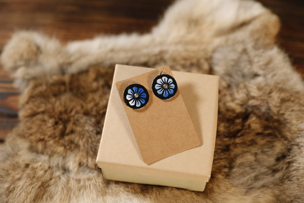 Wood Circle Studs / Wood Heart Studs