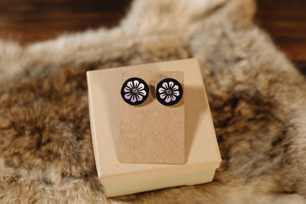 Wood Circle Studs / Wood Heart Studs