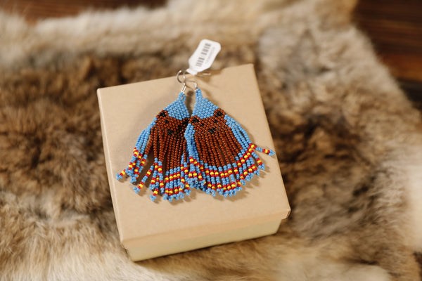 Brown Bear Beaded Dangle Earrings