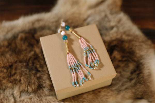 Big Dangle Pink Earrings