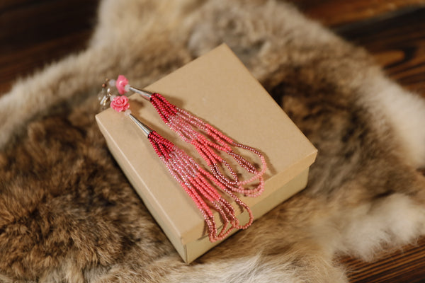 Big Dangle Pink Earrings