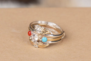 3 Multi Stone Ring with Sterling Silver