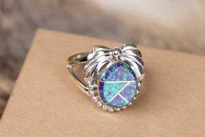Blue/Purple Fire Opal Ring