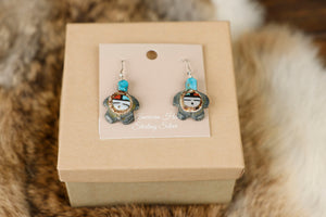 Zuni Turtle Earrings with Turquoise Head