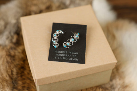 Heart Turquoise Half Hoops