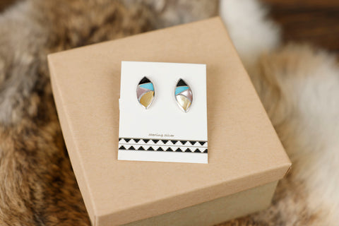 Mulitcolor Inlay Oval Studs