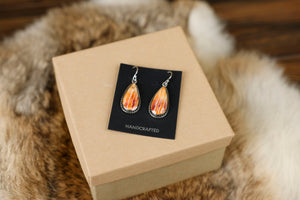 Orange Spiney Teardrop Earrings