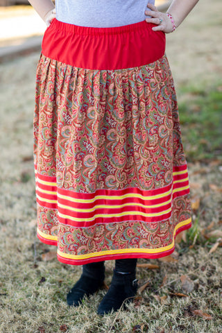 Red Floral Ribbon Skirt