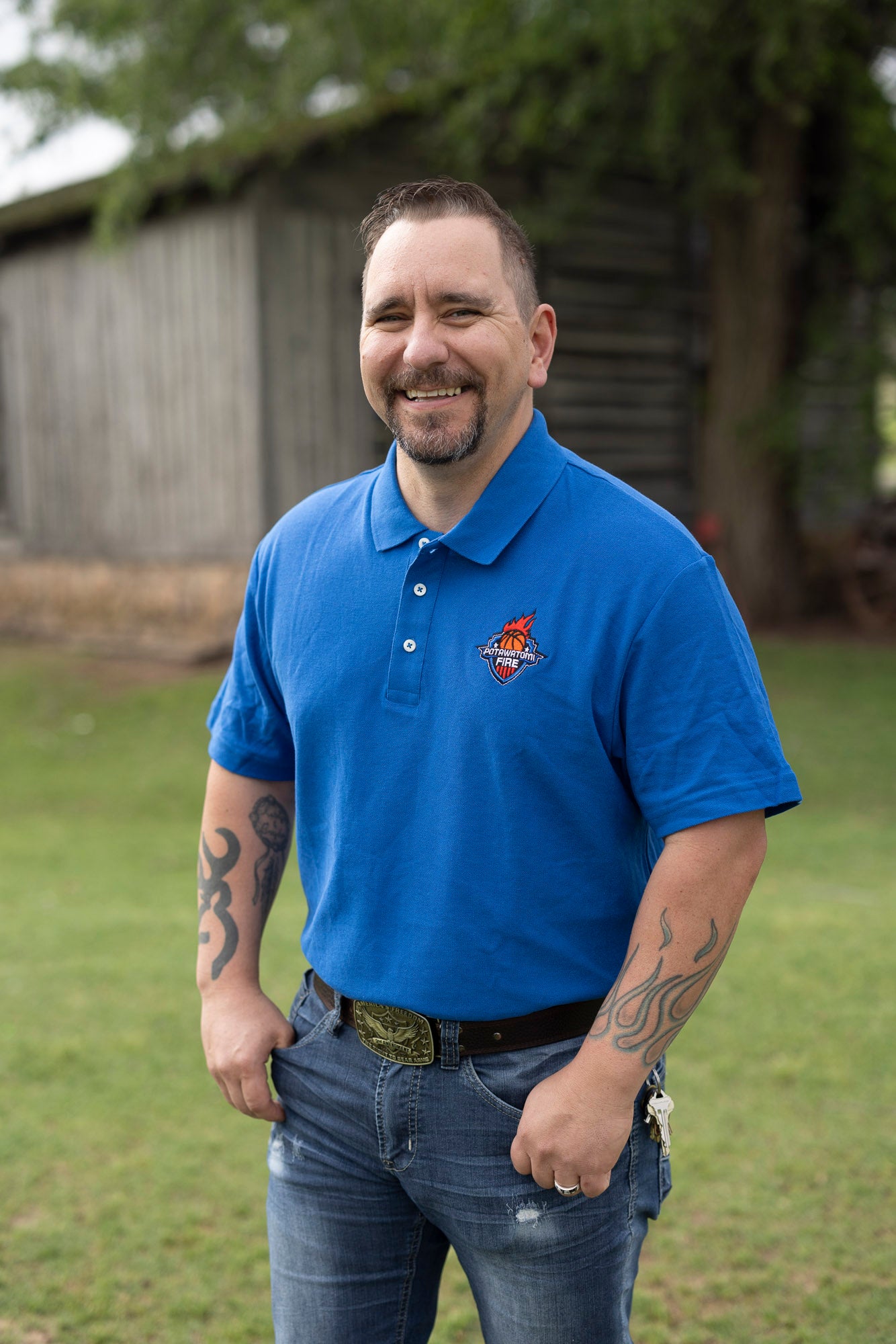 Potawatomi Fire Polo Shirt - Blue