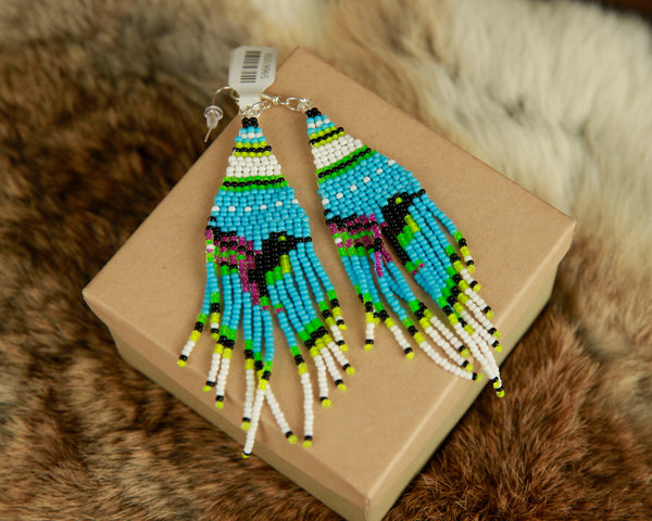 Beaded Hummingbird Earrings (Dangle)